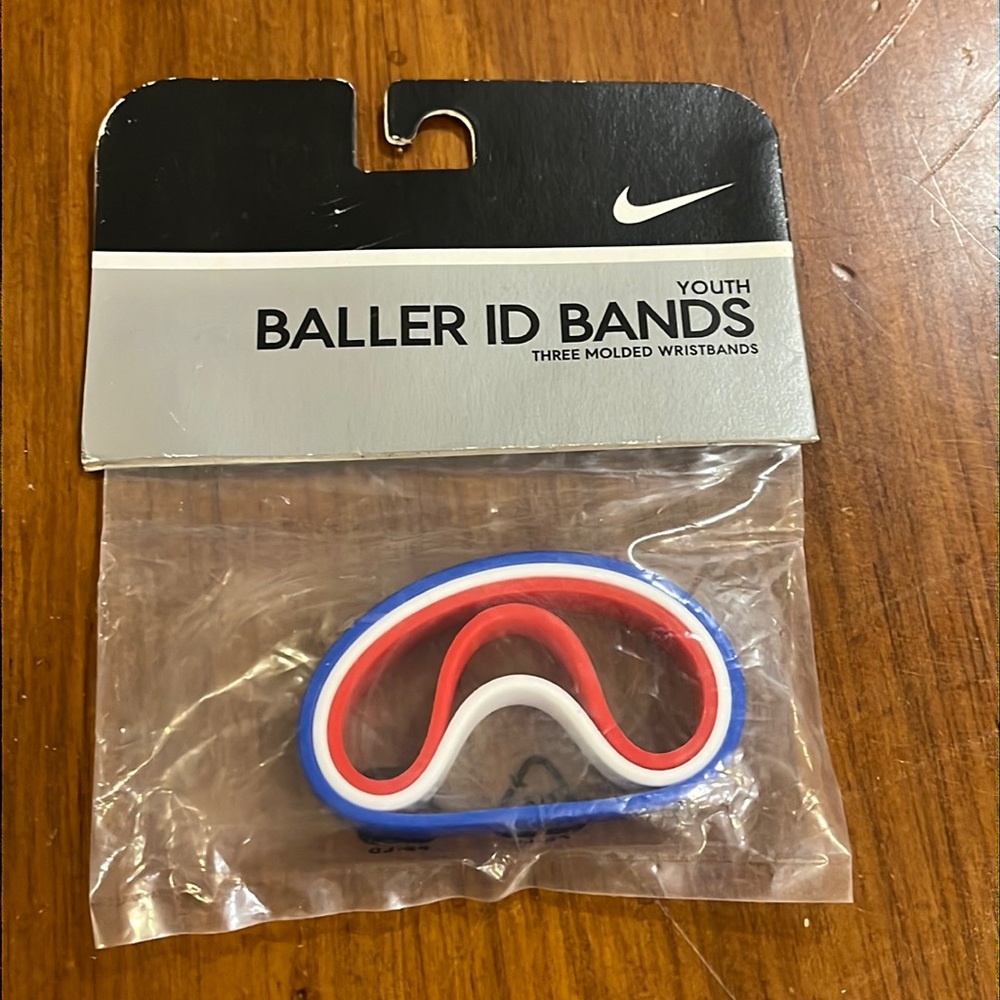 Nike Baller ID bands wristbands YOUTH sized 2005 white red blue Heart